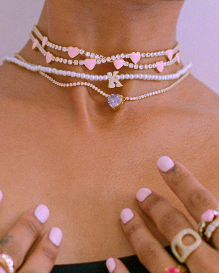 MICROPAVE INITIAL PEARL NECKLACE