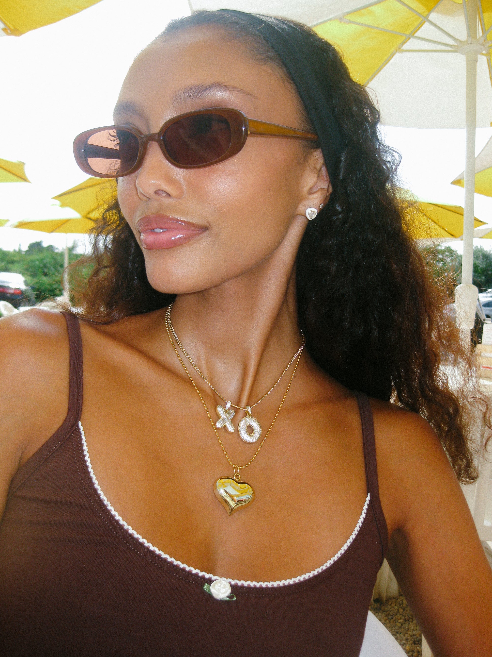 GOLD BLINGY BAUBLE INITIAL NECKLACE