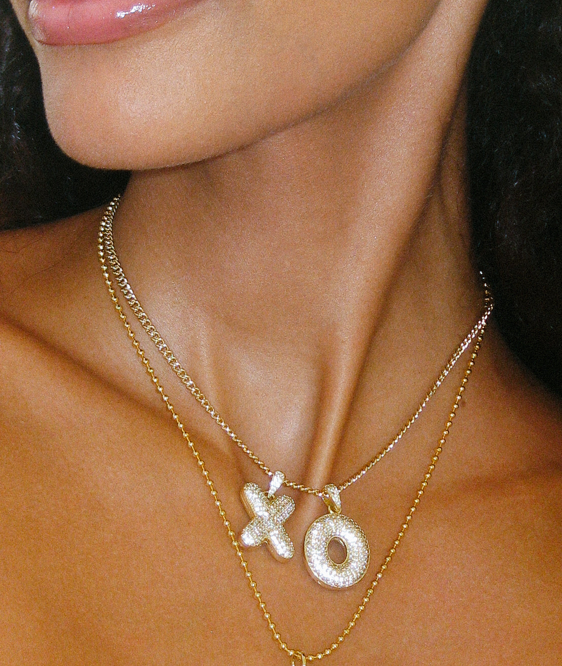 GOLD BLINGY BAUBLE INITIAL NECKLACE