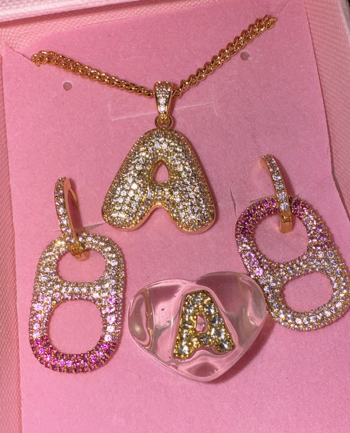 GOLD BLINGY BAUBLE INITIAL NECKLACE