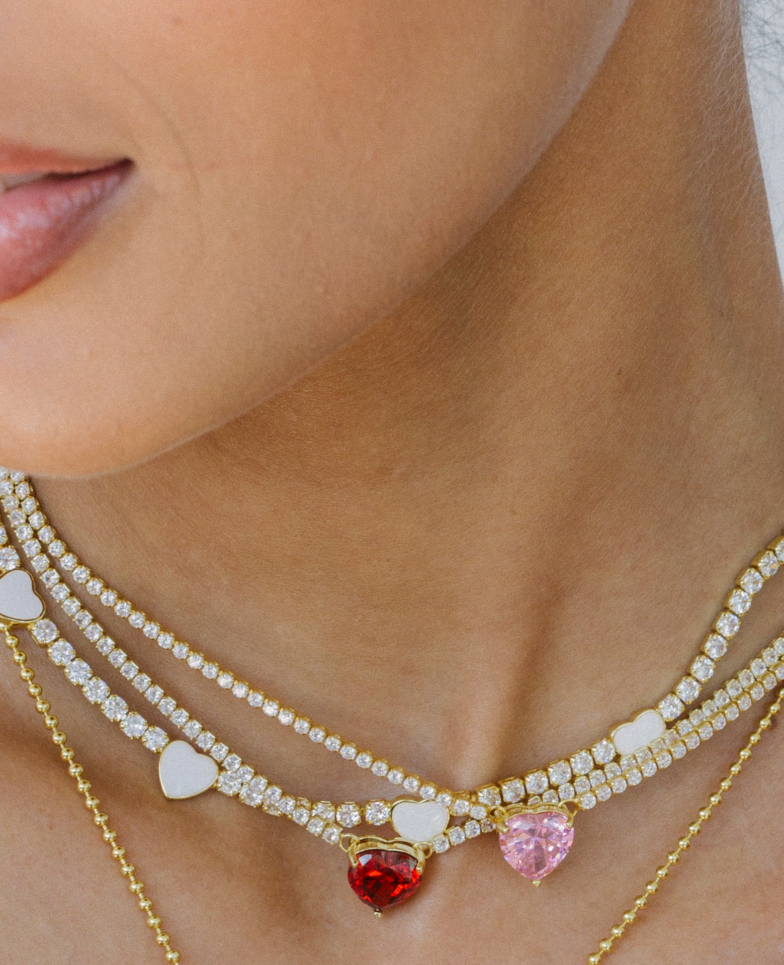 HEART GUMDROP TENNIS NECKLACE