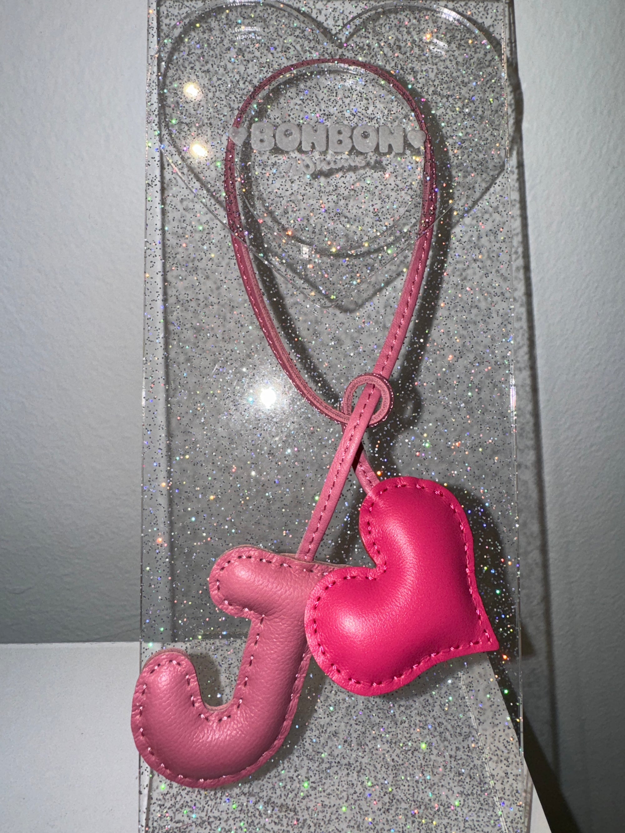 PILLOW PUFF INITIAL LEATHER BAG CHARM