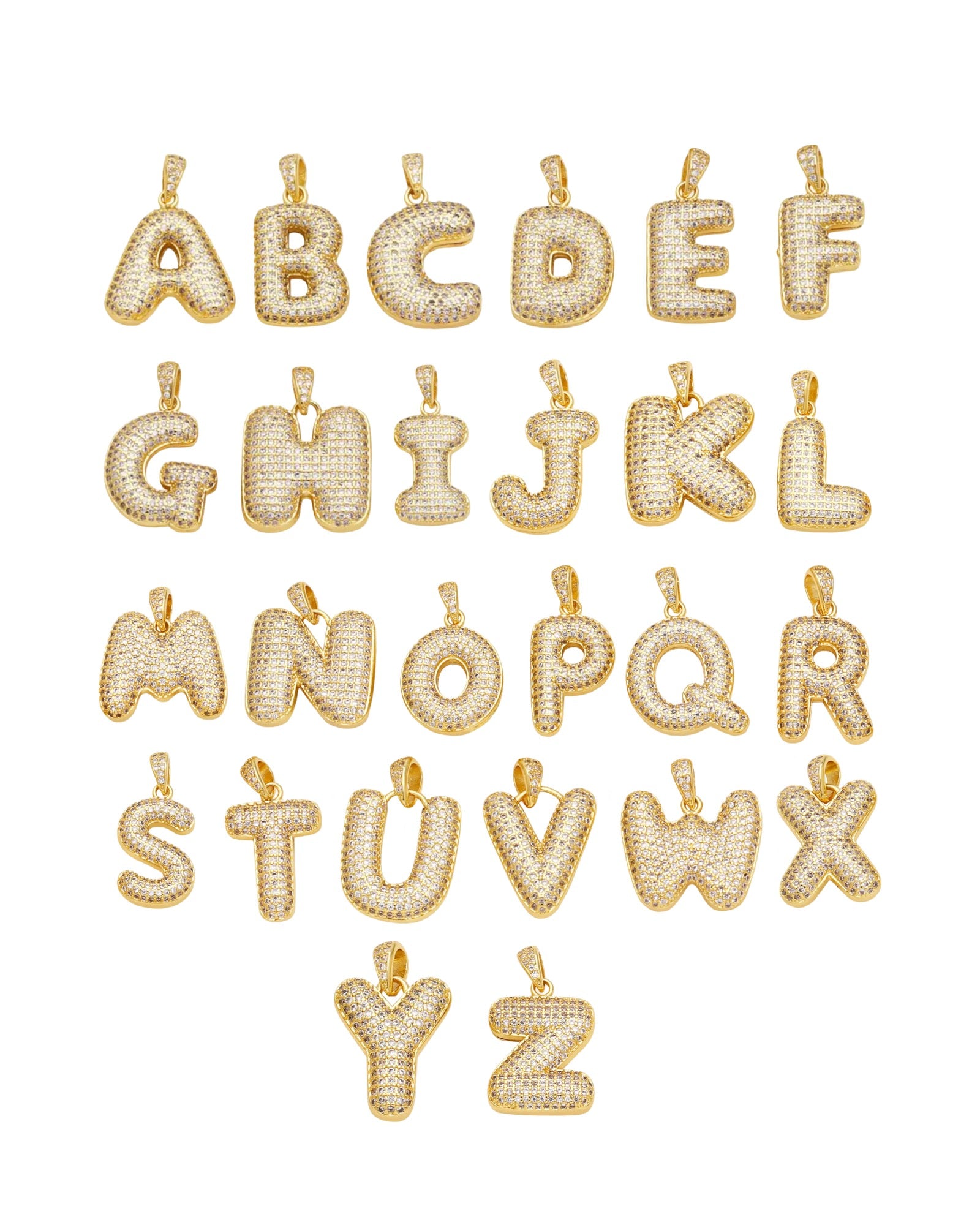 GOLD BLINGY BAUBLE INITIAL NECKLACE