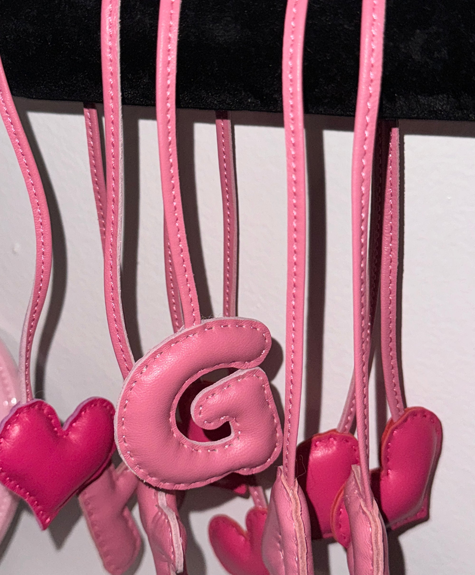 PILLOW PUFF INITIAL LEATHER BAG CHARM