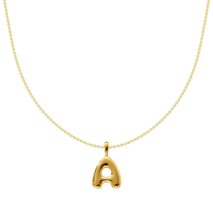 PUFFY INITIAL CHARM NECKLACE