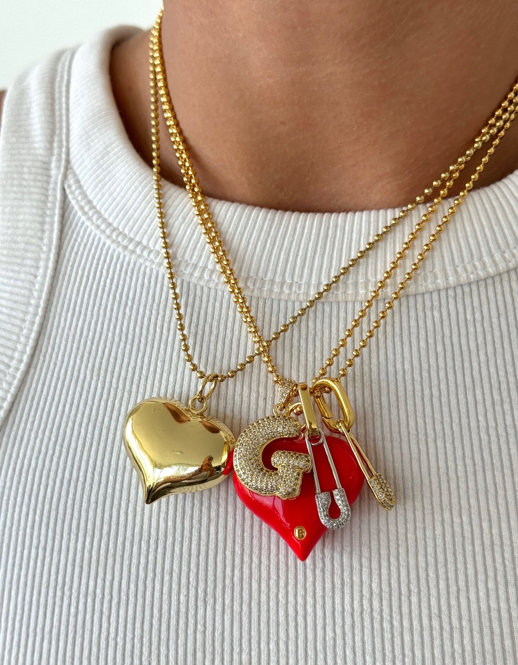 GOLD BLINGY BAUBLE INITIAL NECKLACE