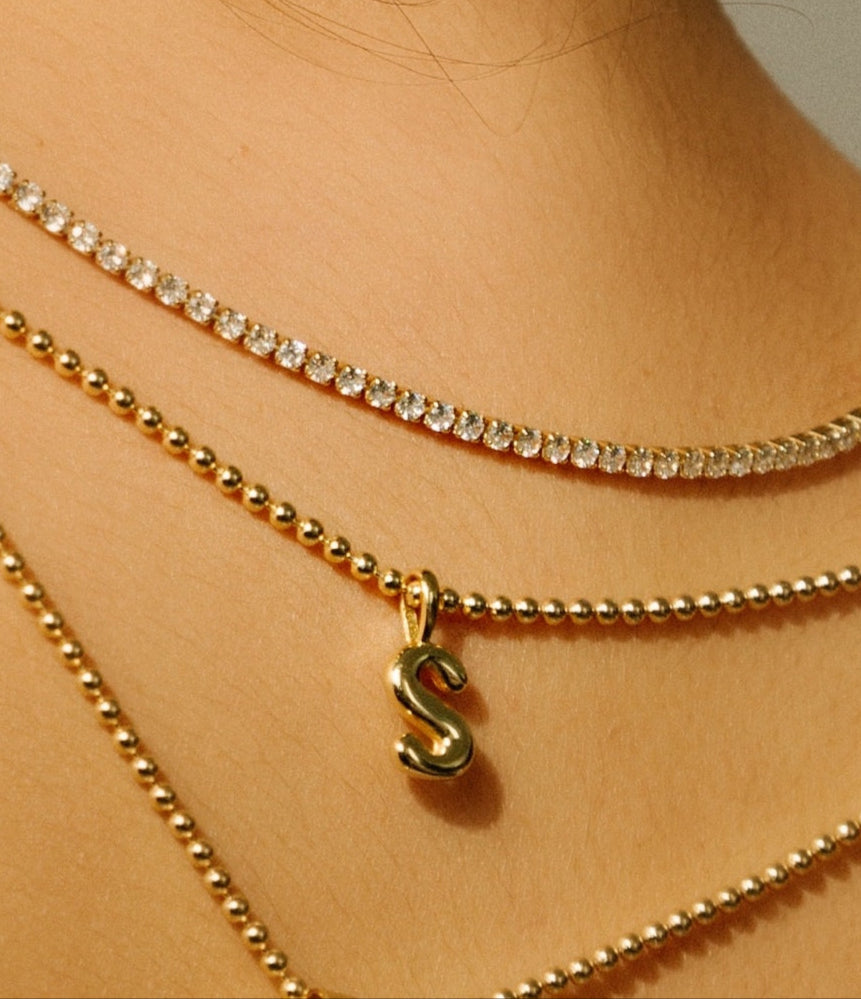 MINI LUCKY INITIAL CHARM NECKLACE