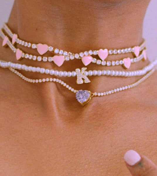 ENAMEL HEART TENNIS NECKLACE