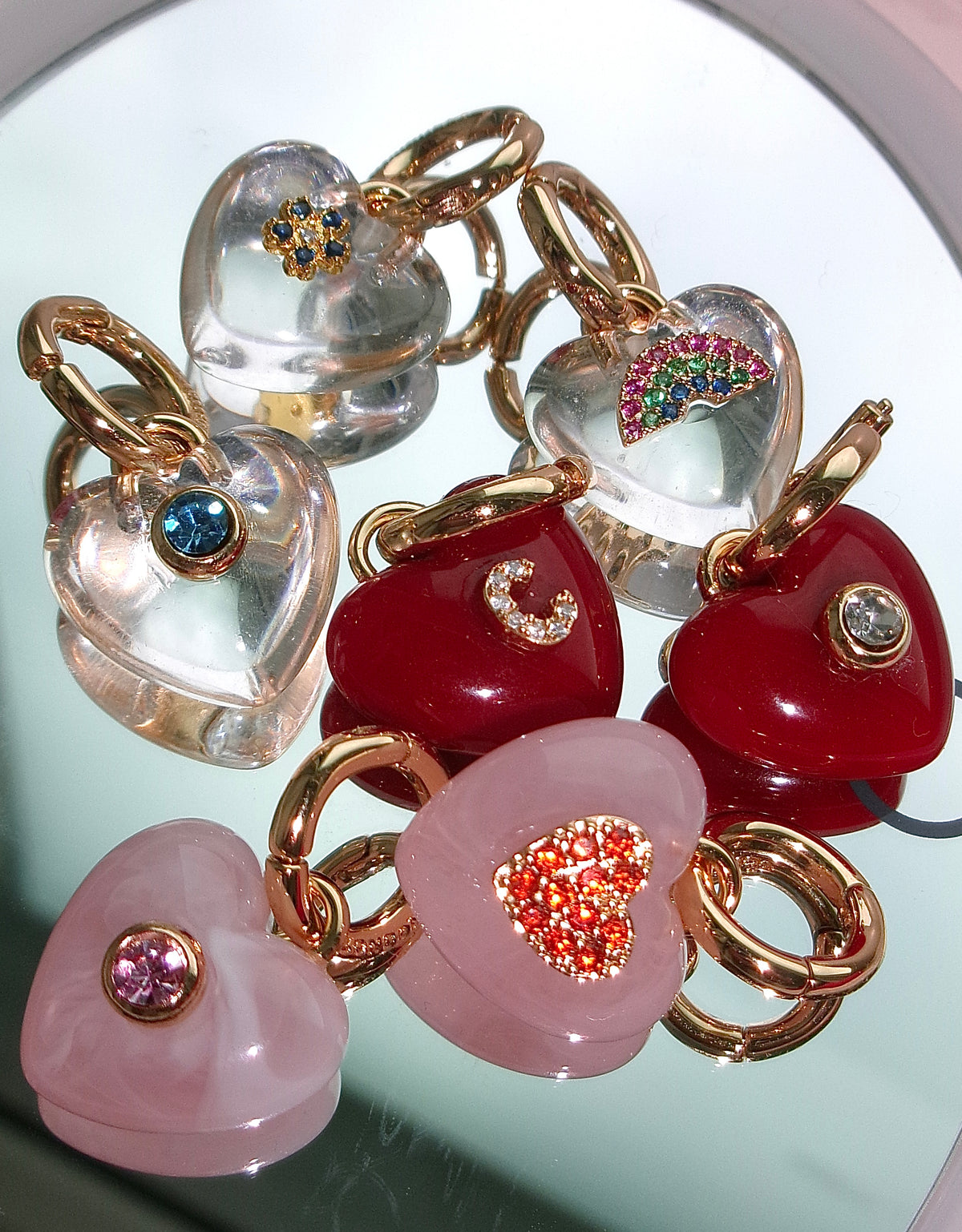 CUSTOM CLEAR LUCKY HEART EARRING (SINGLE)