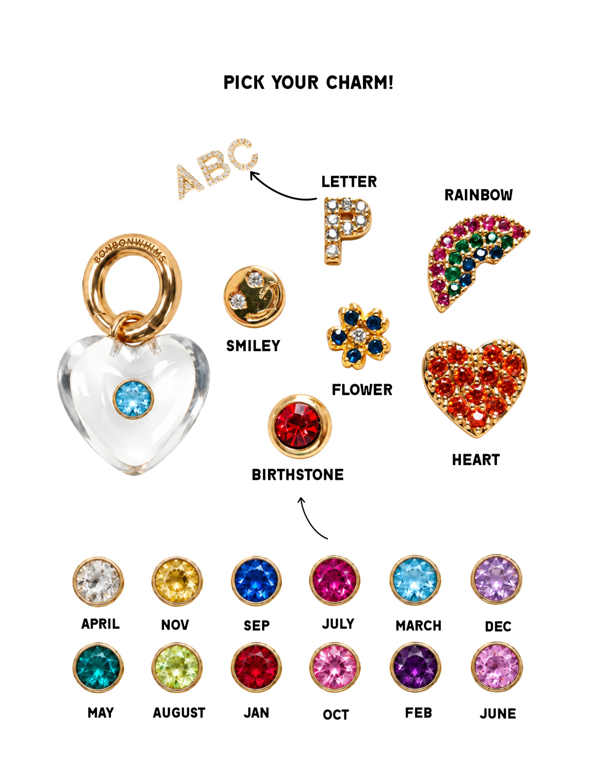 CLEAR LUCKY HEART CHARM NECKLACE