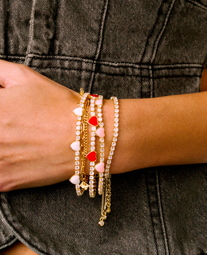 ENAMEL HEART TENNIS BRACELET