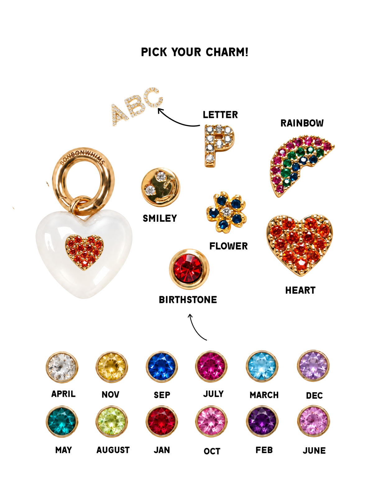 WHITE LUCKY HEART CHARM NECKLACE