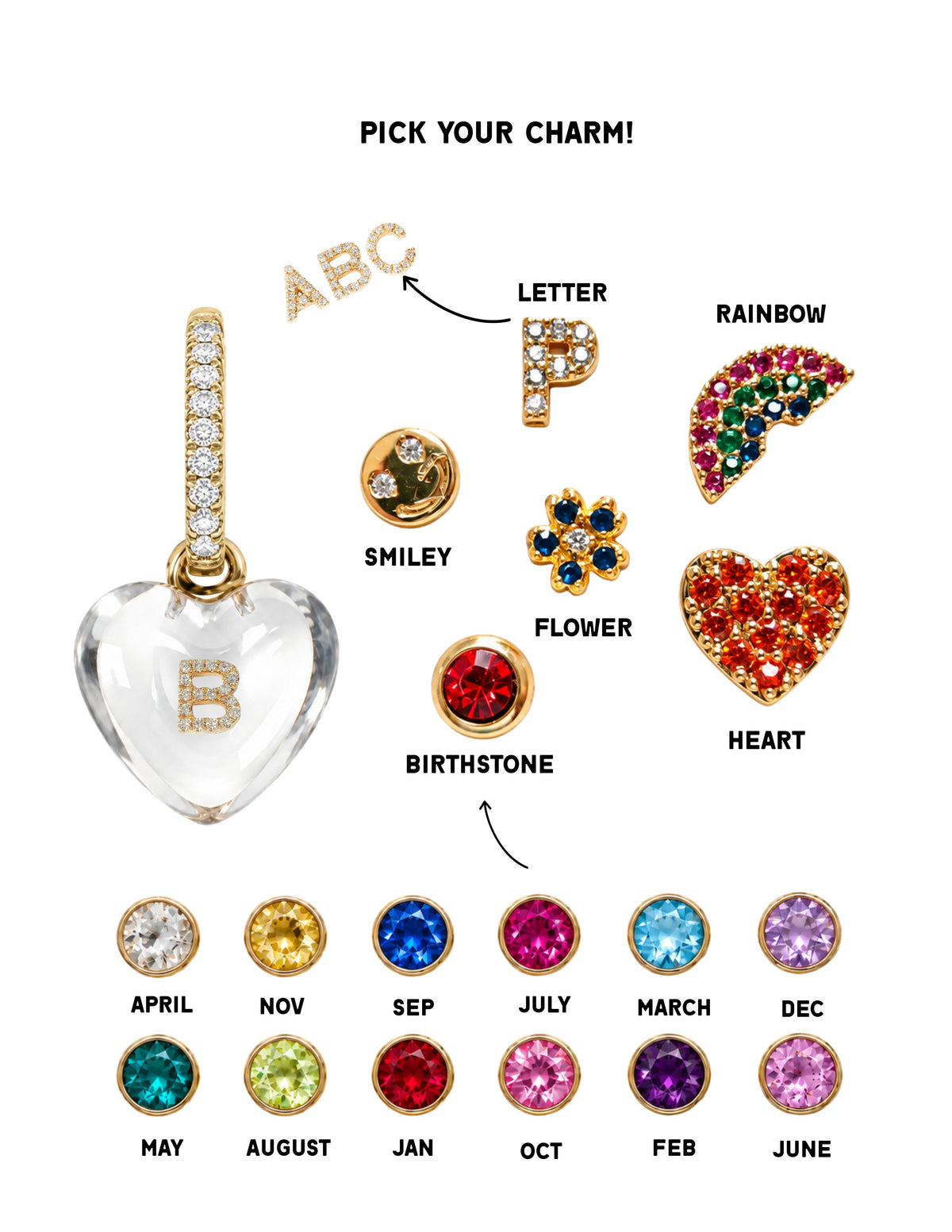 CUSTOM CLEAR LUCKY HEART EARRING (SINGLE)