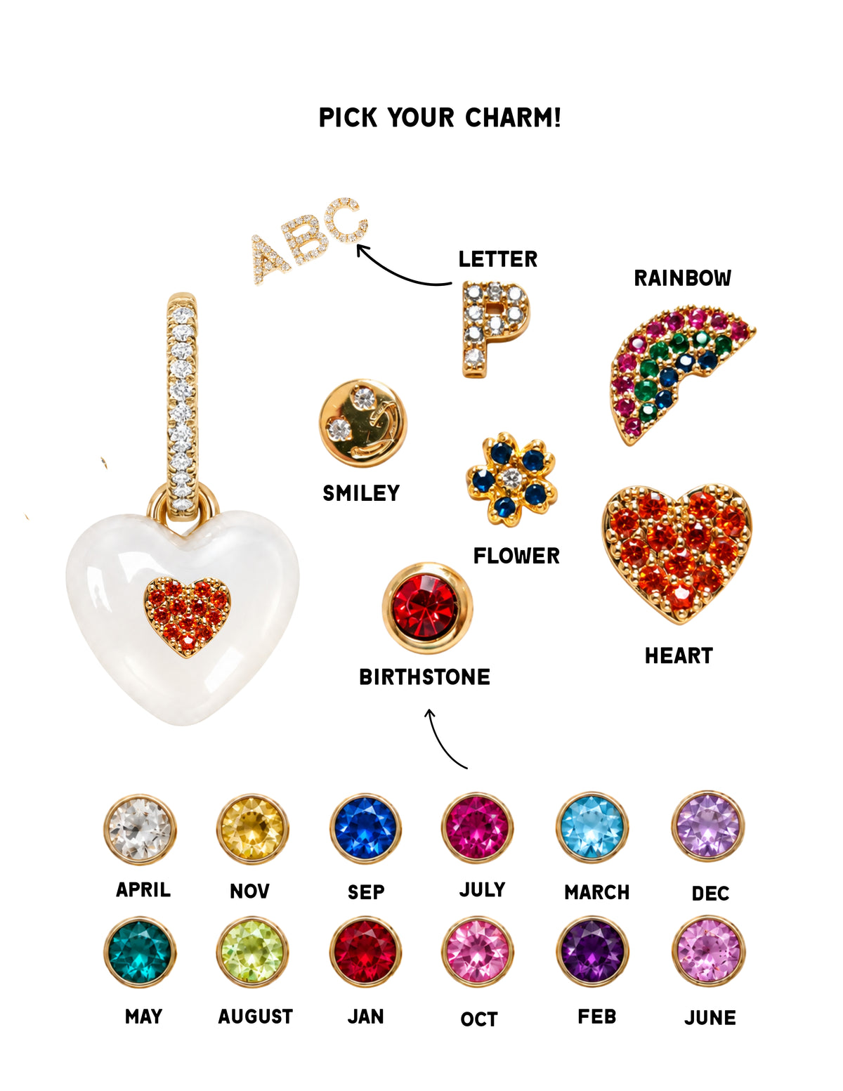 WHITE LUCKY HEART CHARM EARRING (SINGLE)