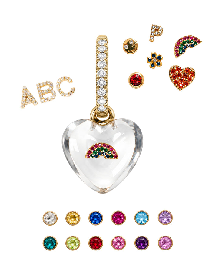 CUSTOM CLEAR LUCKY HEART EARRING (SINGLE)