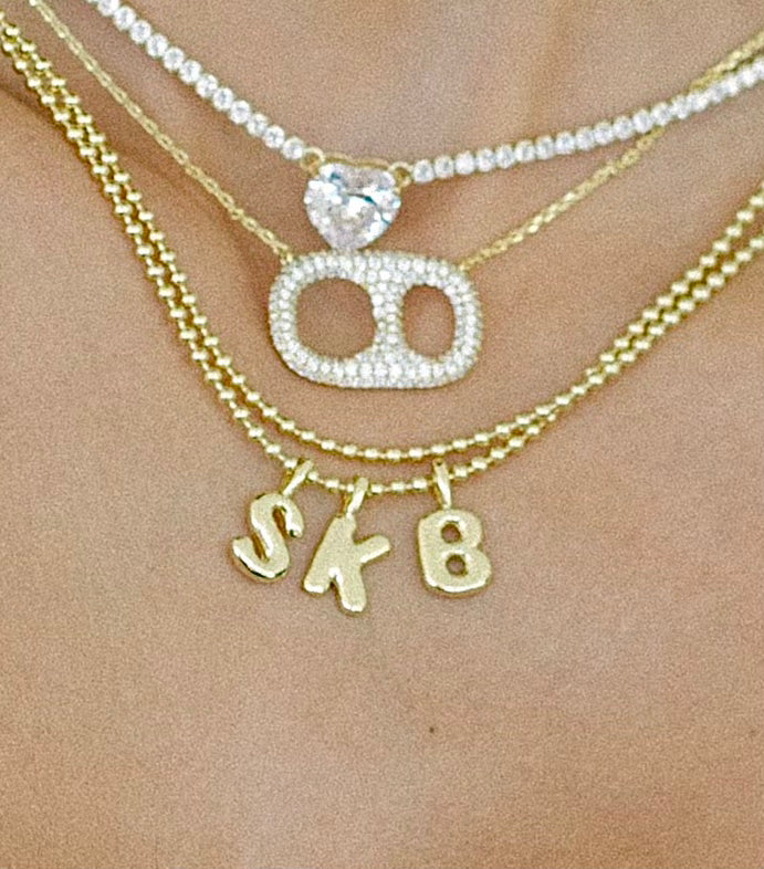 MINI LUCKY INITIAL CHARM NECKLACE