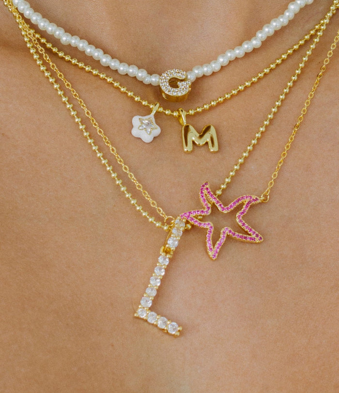 FROSTY INITIAL Y2K BALL CHAIN NECKLACE