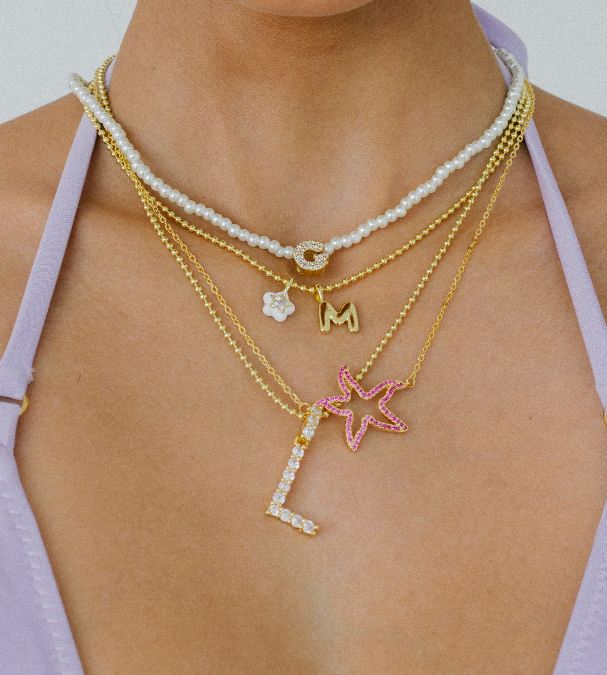 MICROPAVE INITIAL PEARL NECKLACE