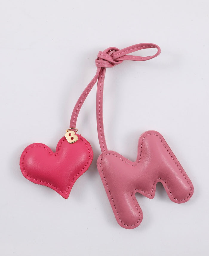 PILLOW PUFF INITIAL LEATHER BAG CHARM