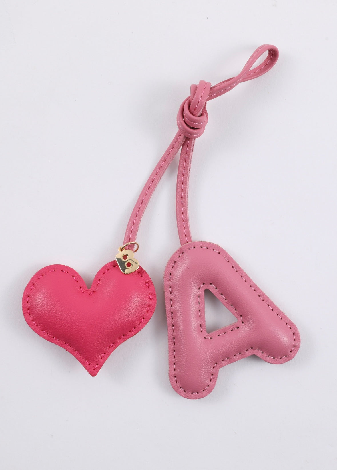 PILLOW PUFF INITIAL LEATHER BAG CHARM