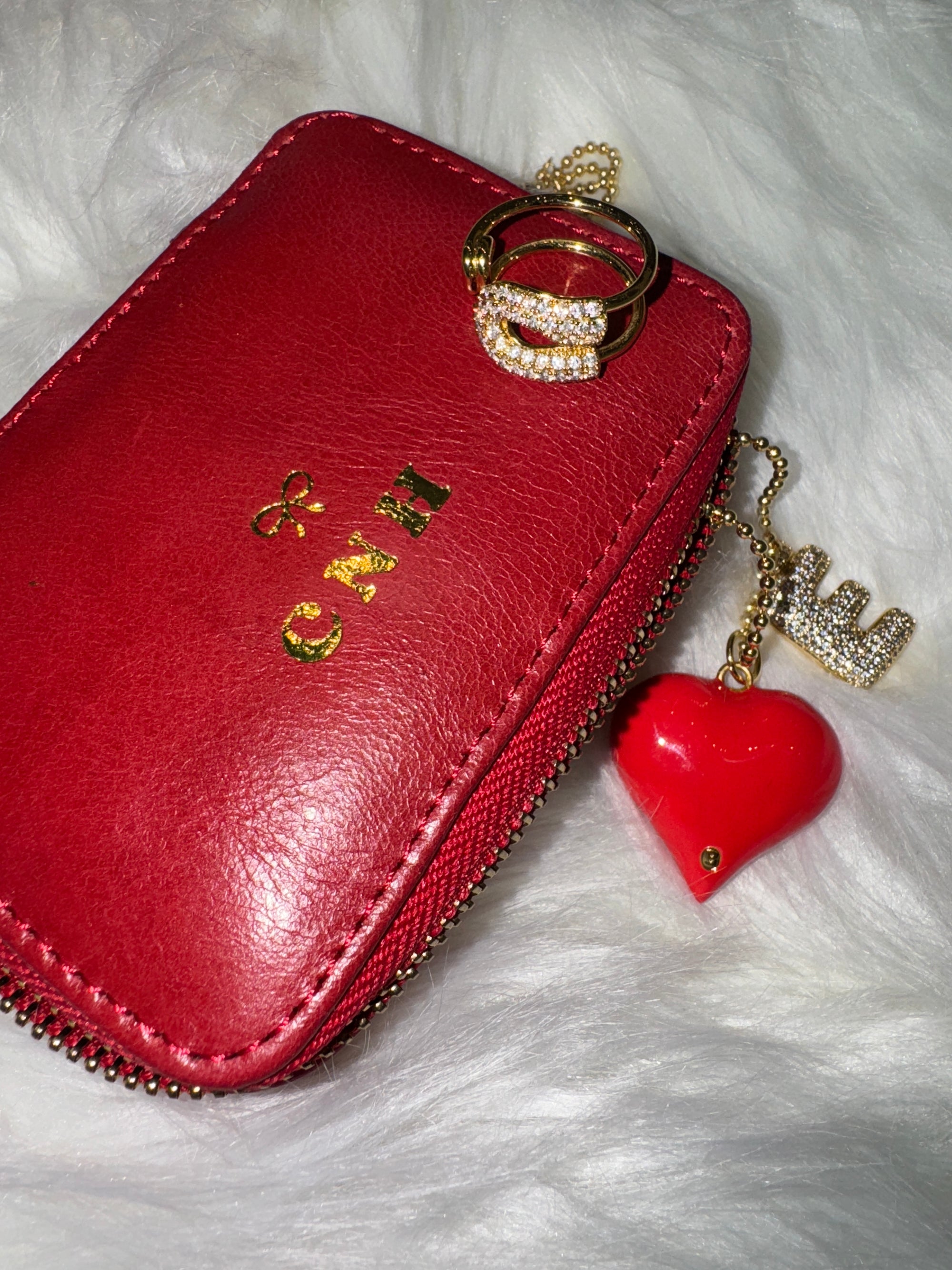 BISOU MONOGRAMMED LEATHER LIPSTICK CASE