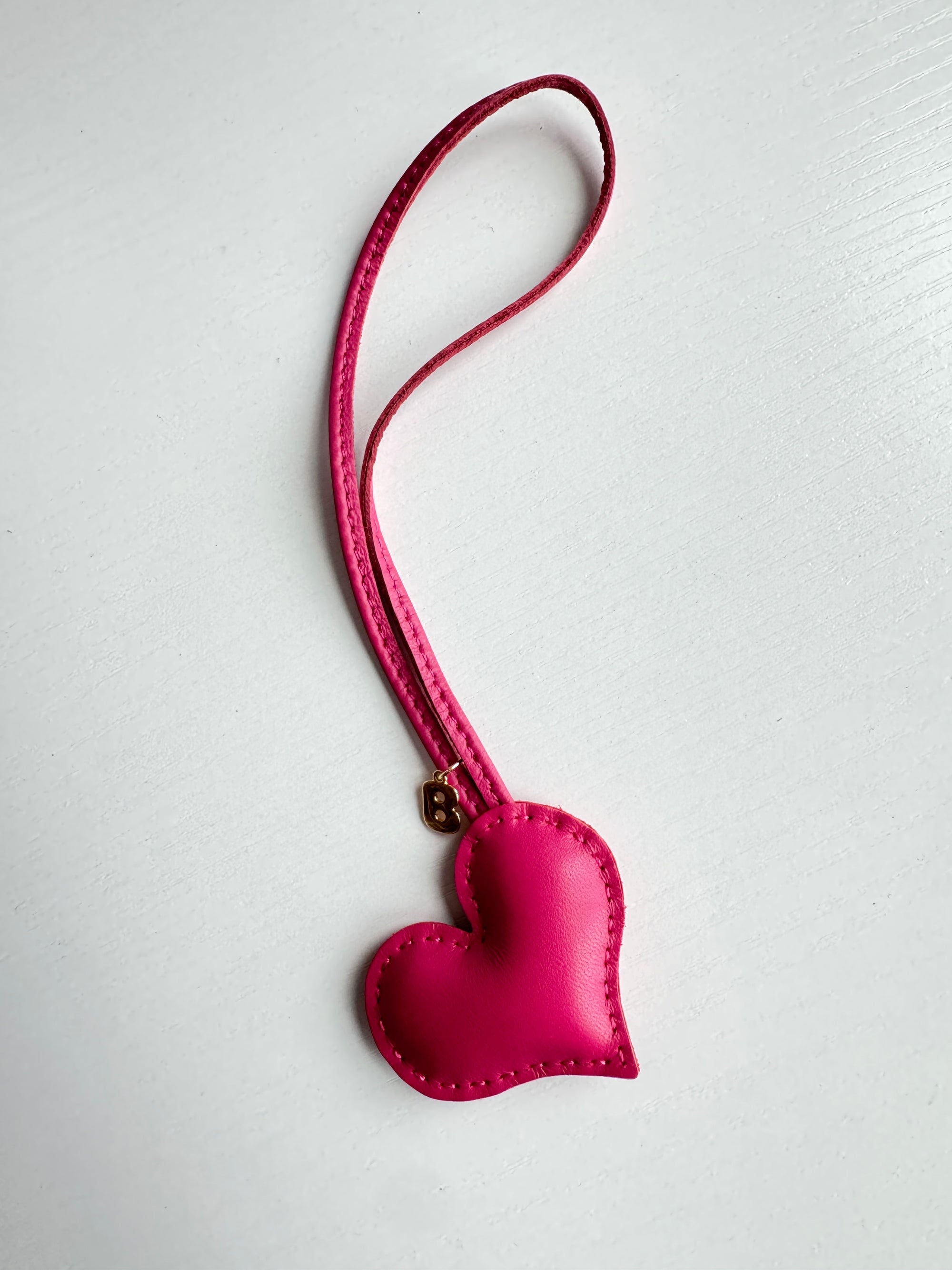 PILLOW PUFF HEART LEATHER BAG CHARM