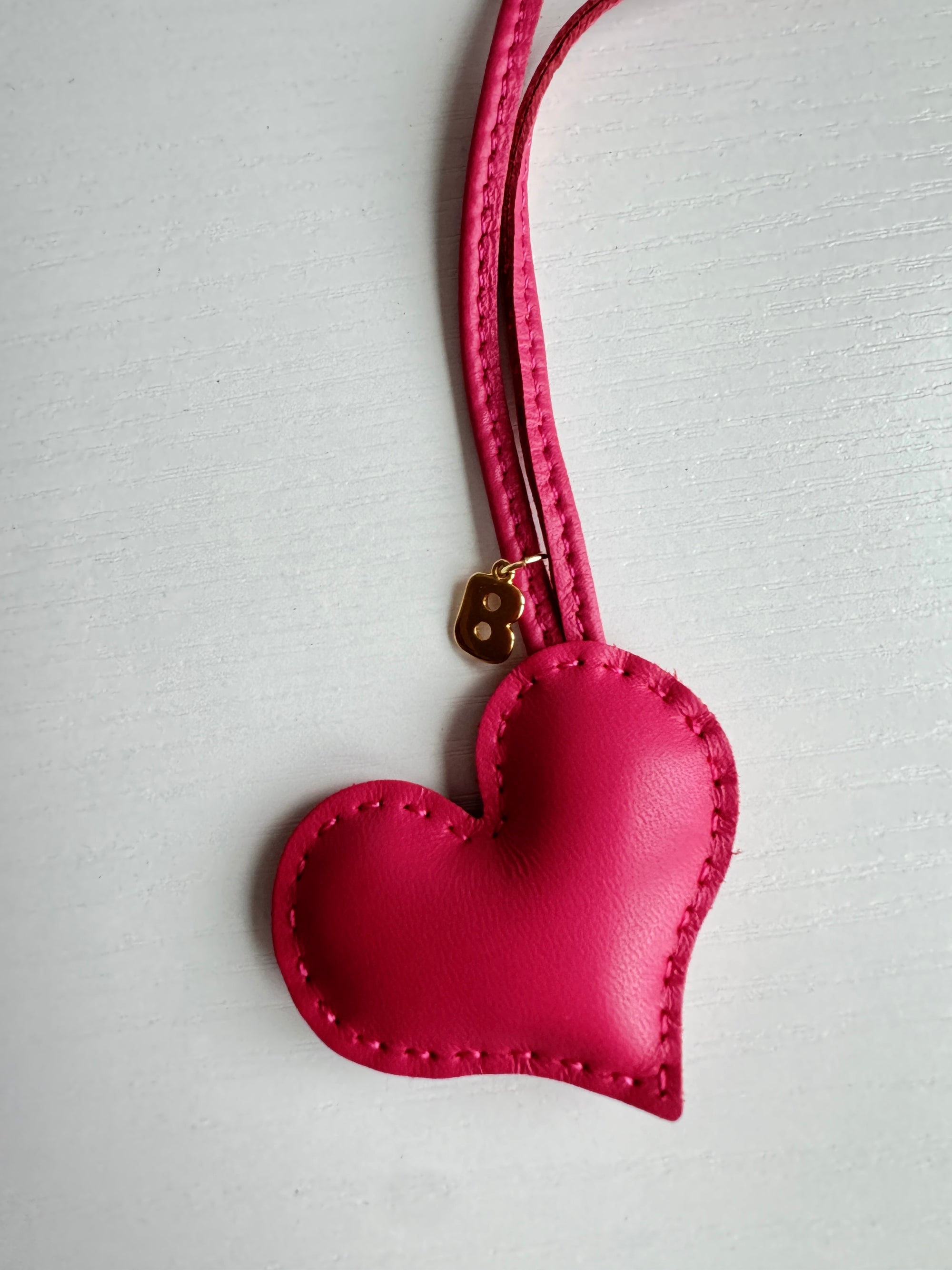 PILLOW PUFF HEART LEATHER BAG CHARM