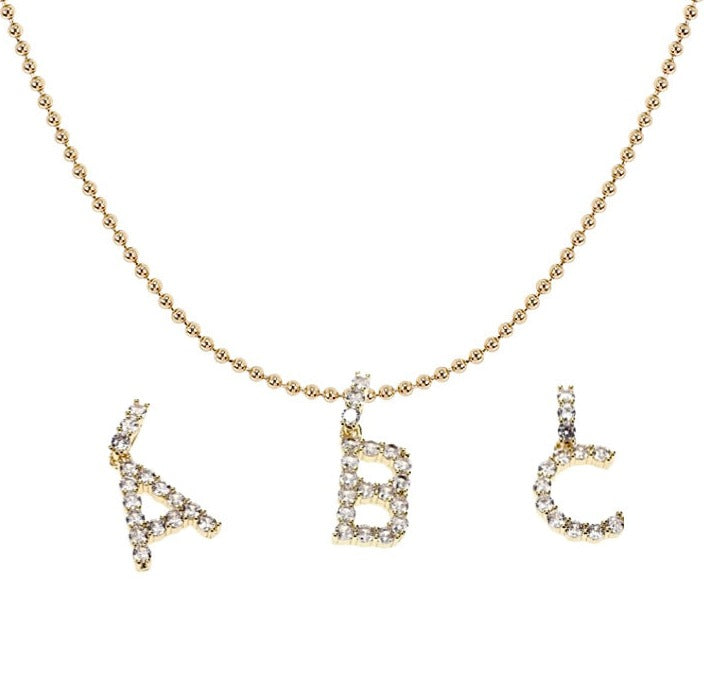 FROSTY INITIAL Y2K BALL CHAIN NECKLACE