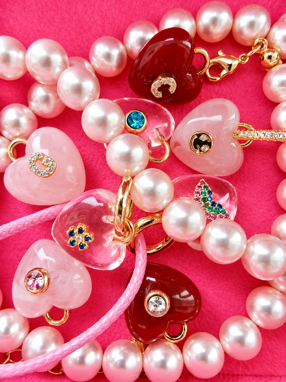 CLEAR LUCKY HEART CHARM NECKLACE