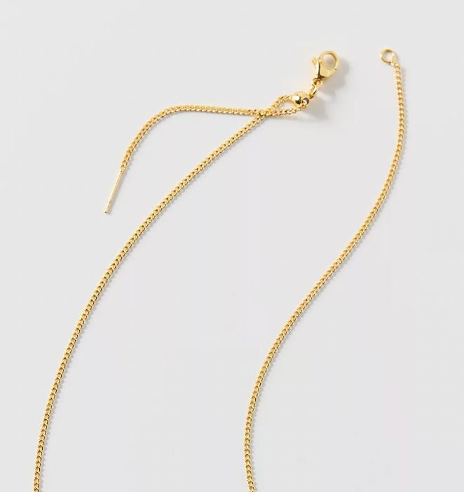 PUFFY ENAMEL INITIAL PEARL NECKLACE