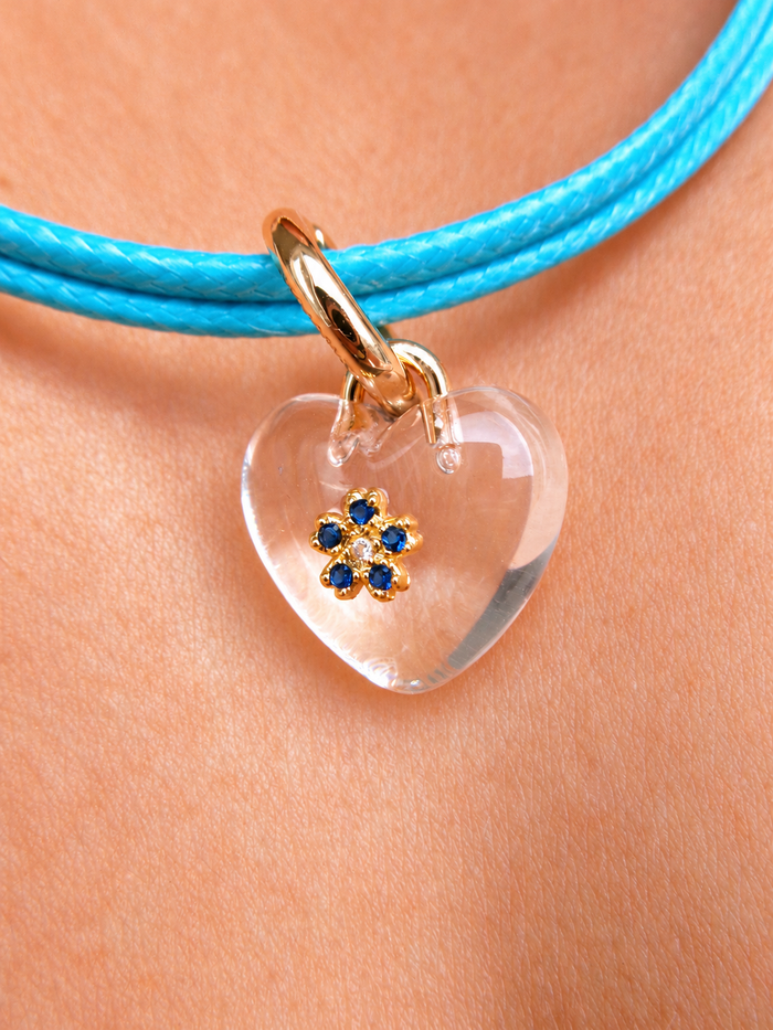 CLEAR LUCKY HEART CHARM NECKLACE