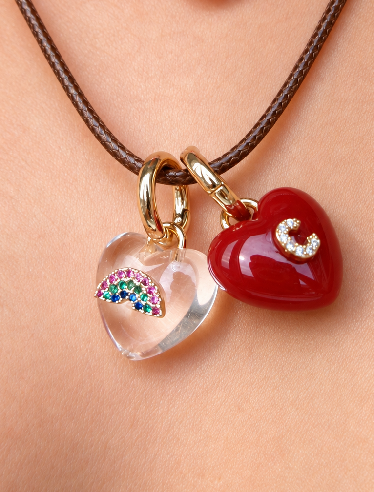 Red Lucky Heart Charm Necklace