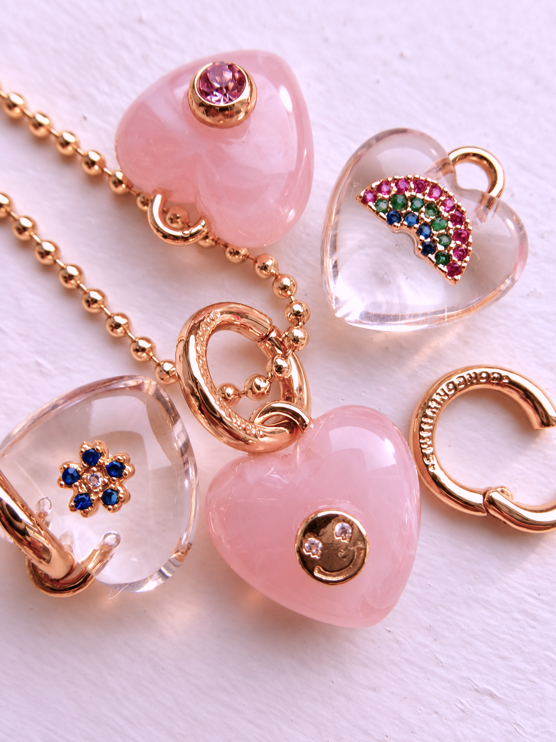 PINK LUCKY HEART CHARM NECKLACE
