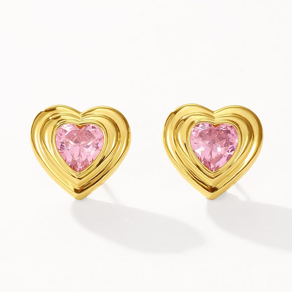 RETRO HEART EARRINGS (PAIR)