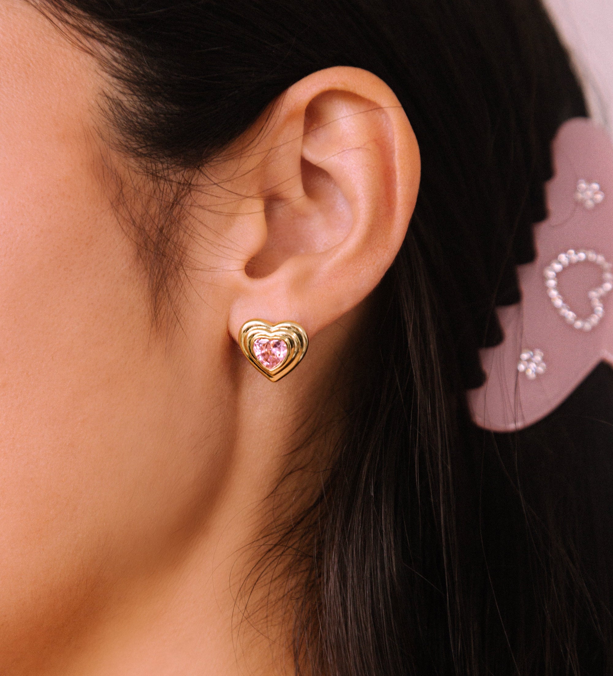 RETRO HEART EARRINGS (PAIR)