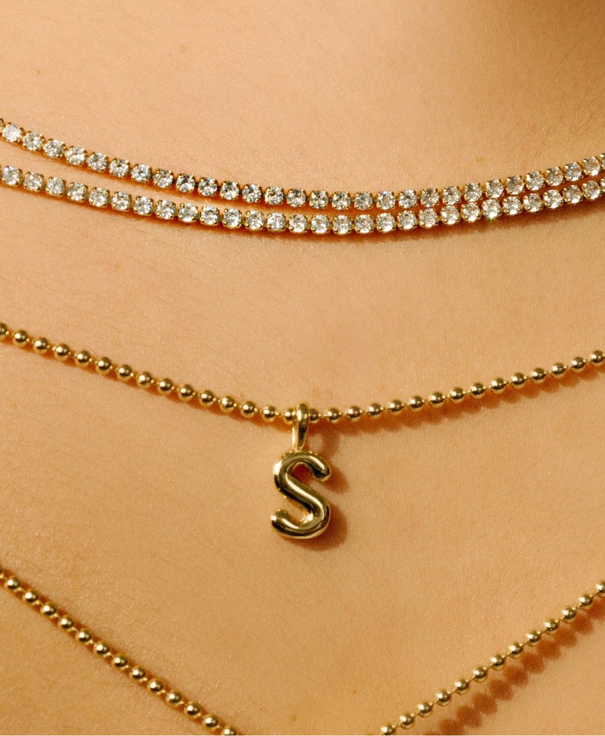 MINI LUCKY INITIAL CHARM NECKLACE
